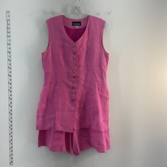 St. Remo Pink Linen Fit & Flare Midi Dress - Women's Size 10 - Picture 1 of 7